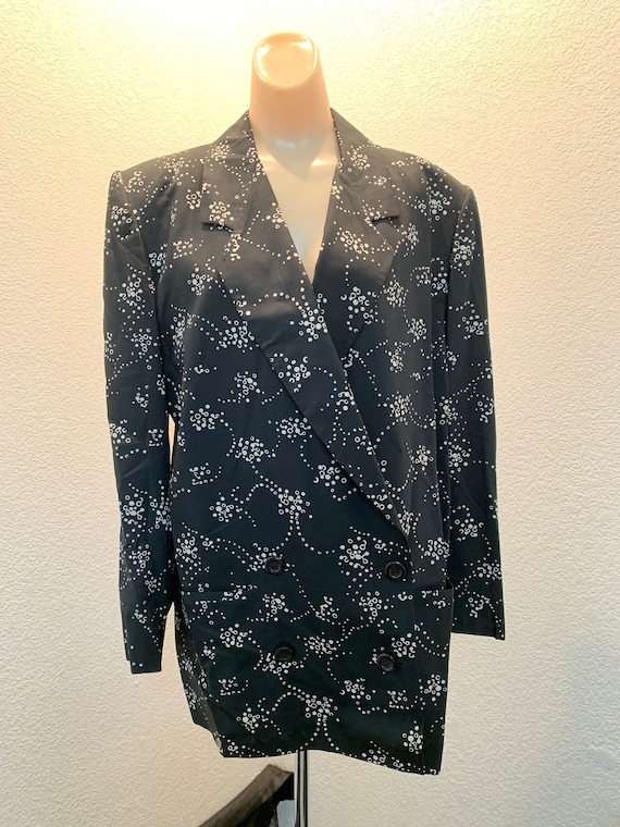 Blazer Femme HARVE BENARD - Taille 10 - Noir Et Blanc - 100% Laine - Occasion Très Bon état