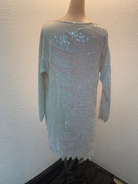 Vintage Bonwit Teller beaded sequined mini dress … - image 6