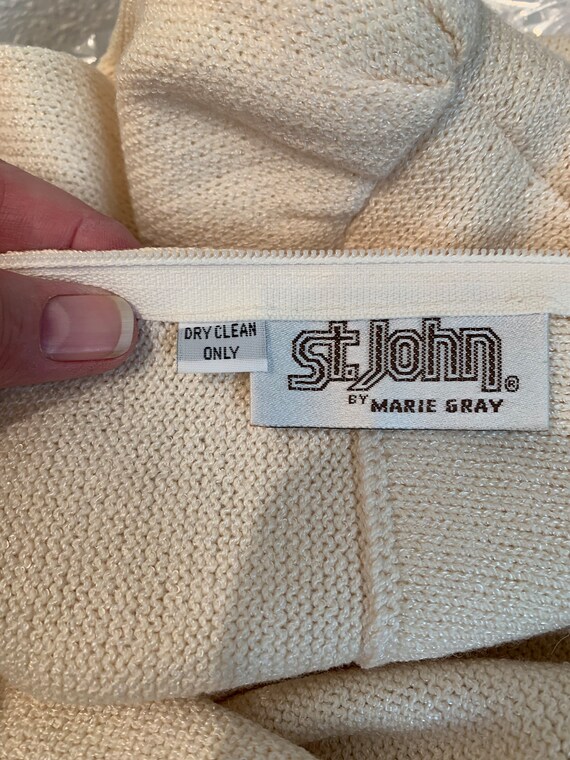 Vintage St John knit dress short sleeves cream co… - image 10