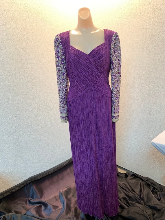 Vintage 1980s Mary McFadden incredible purple pli… - image 1