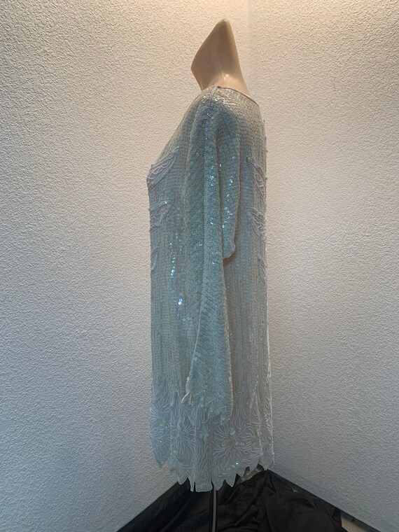 Vintage Bonwit Teller beaded sequined mini dress … - image 5