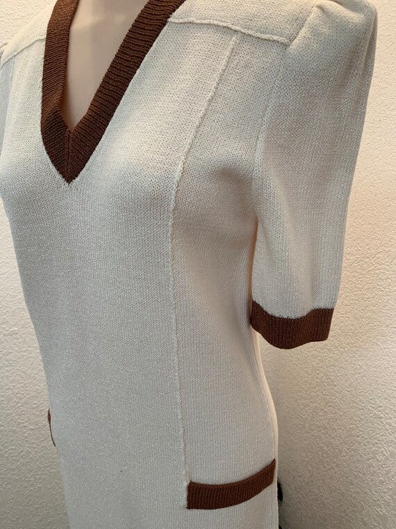 Vintage St John knit dress short sleeves cream co… - image 3