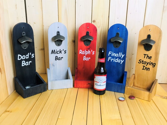 Wall Mounted Bottle Opener, Reclaimed Wood, Beer Bottle Catcher. Ideal Gift  Birthday, BBQ, Best Man, Moving in Present, Man Cave, Home Bar 