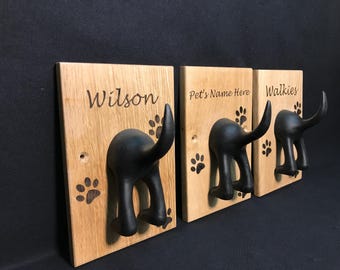 Personalised Solid Oak Dog Lead Hook / Holder, Dog Leash Holder, Pampered Pooch