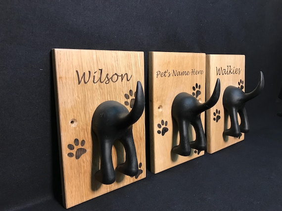 Personalised Solid Oak Dog Lead Hook / Holder, Dog Leash Holder, Pampered Pooch