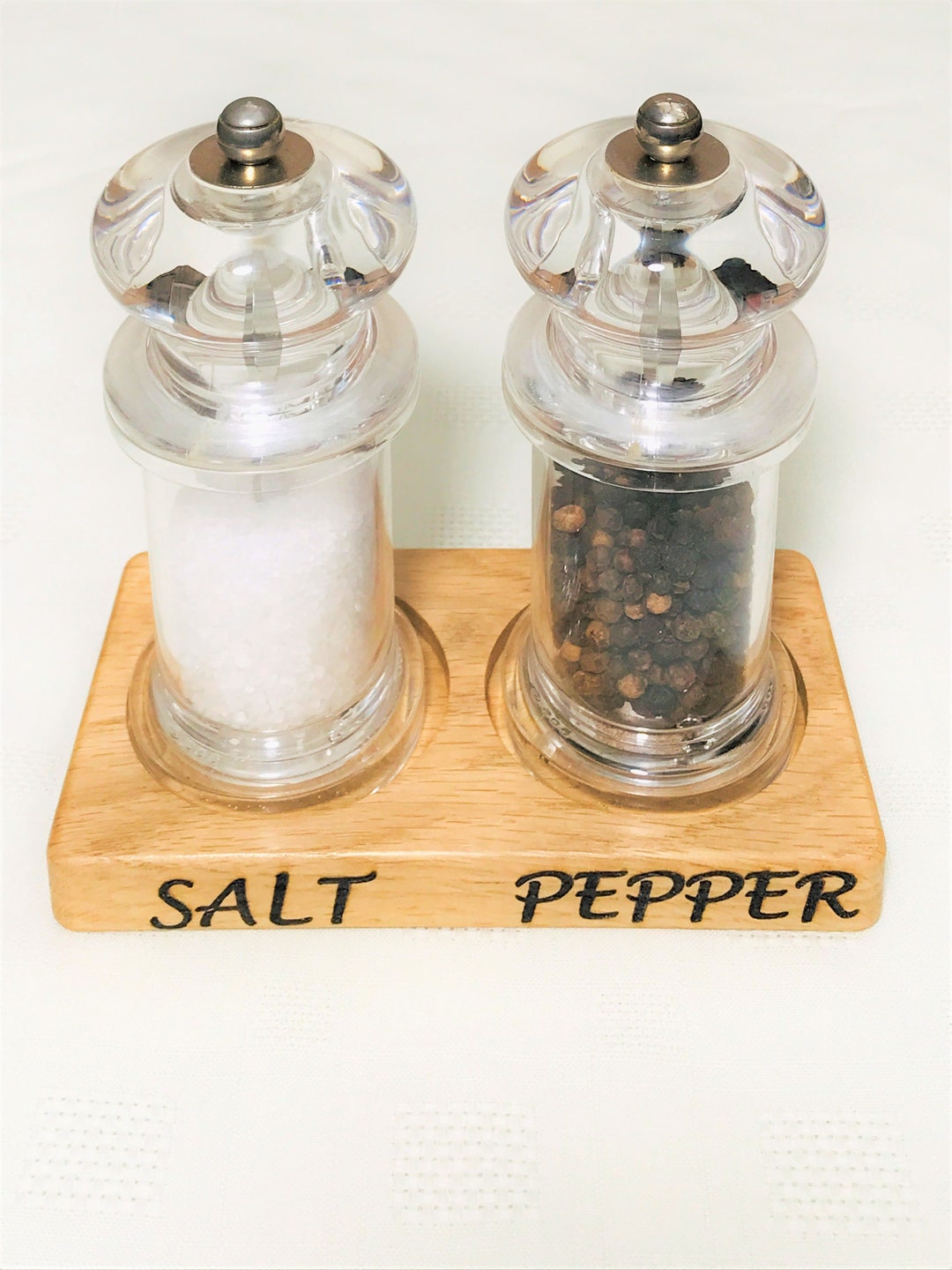 Solid Oak Salt and Pepper Mill Tray, Solid Oak Condiment