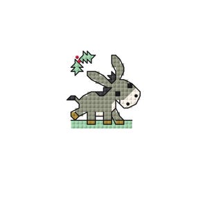 Whimsical Tiny Donkey Cross Stitch Pattern - Delightful Holiday Decor!
