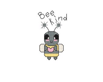 Schema punto croce ape carina - Slogan "Bee Kind" (schema PDF)