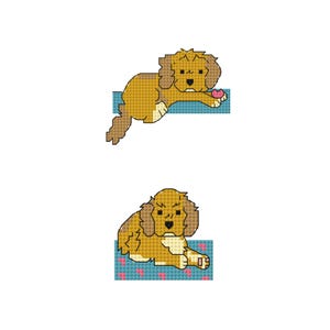 Cockapoo small patterns, 2 adorable puppies to cross stitch