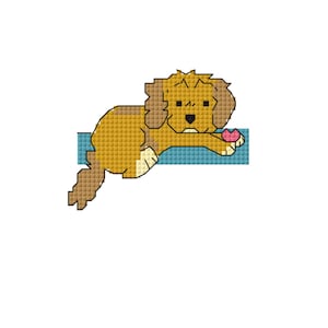 Petit modèle Cockapoo, adorable chiot à point de croix