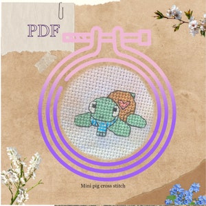 Baby turtle cross stitch pattern, cute turtle cross stitch, small turtle patterns, turtle card pattern,sea turtle, pet turtle, kawaii turtle