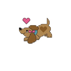 Cute girly dachshund cross stitch - sausage dog pattern