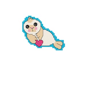 Seal pup cross stitch - baby seal kawaii pattern