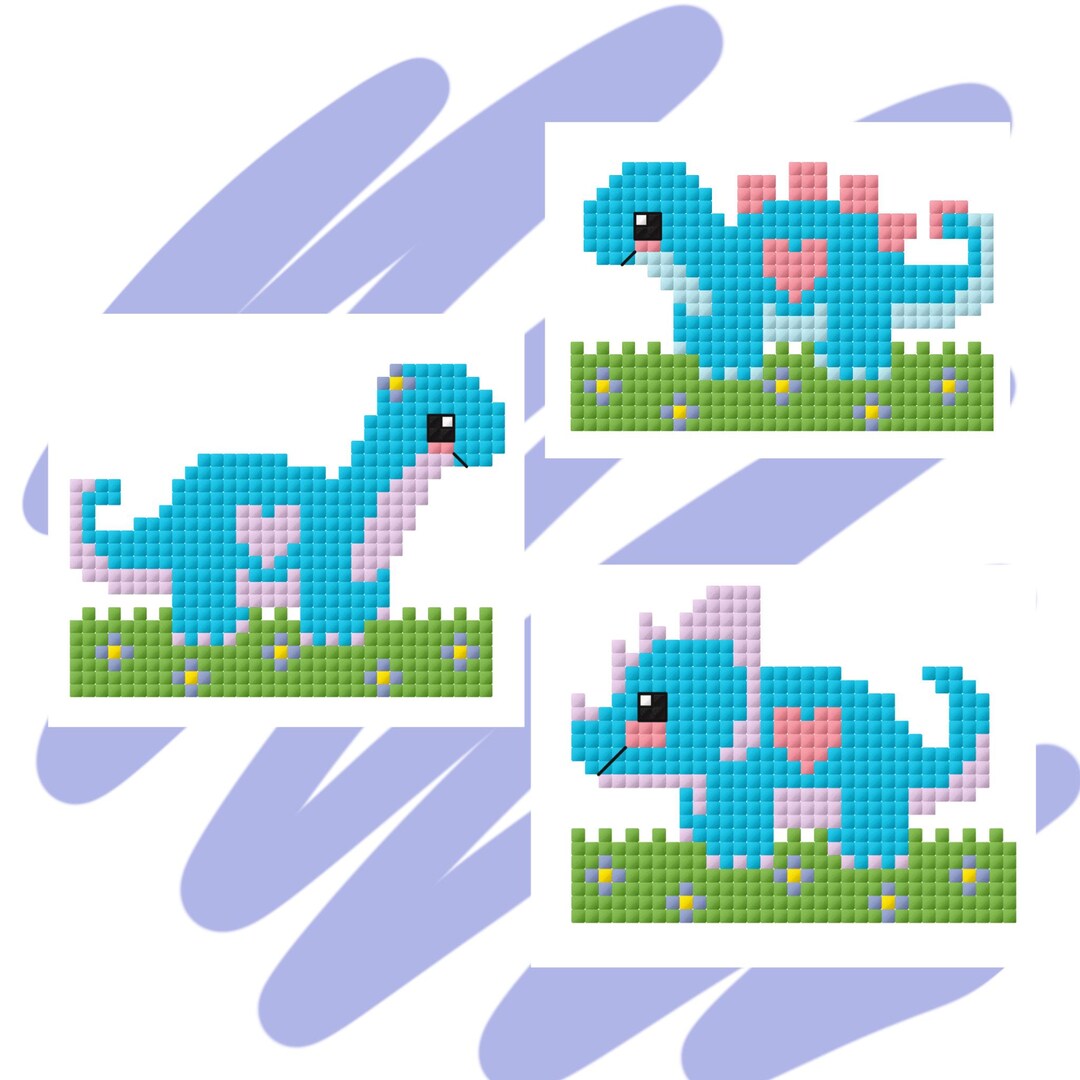Bronatsaurus Chart Pattern 3 Easy Dinosaur Patterns, Stegosaurus, Brontosaurus and Triceratops ...