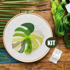 Stitch sampler embroidery kit, DIY craft kits for adults, DIY gift ideas, present for a friend, monstera embroidery, how to embroider