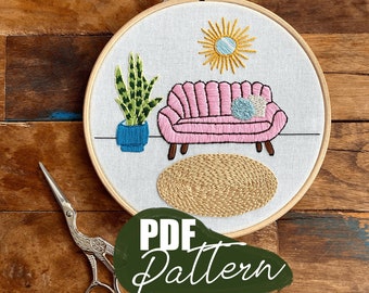 PDF pattern embroidery | Mid century modern embroidery design, hand embroidery pdf pattern, creative gift for her, digital download pattern