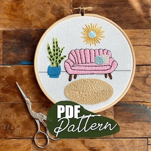 PDF pattern embroidery | Mid century modern embroidery design, hand embroidery pdf pattern, creative gift for her, digital download pattern