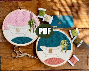PDF pattern | Intermediate embroidery design, advanced embroidery pattern, embroidery mid-century modern, embroidery patterns plants,