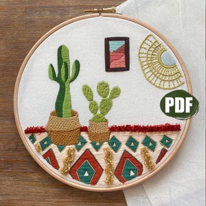 Embroidery design plants, hand embroidery patterns pdf, cactus embroidery design, embroidery for beginners, pdf download, modern embroidery
