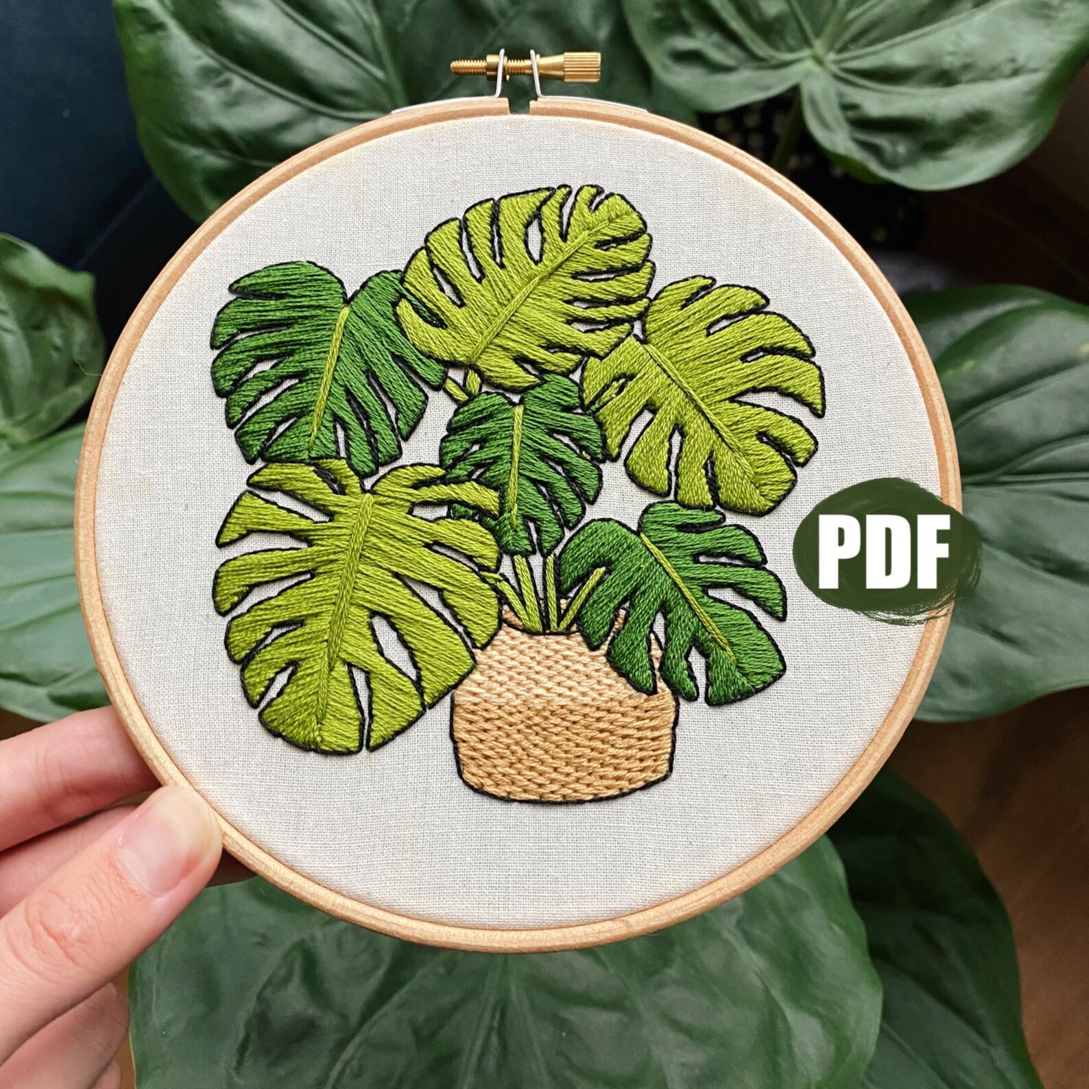 Monstera Embroidery Pattern | Digital Download Modern Embroidery ...