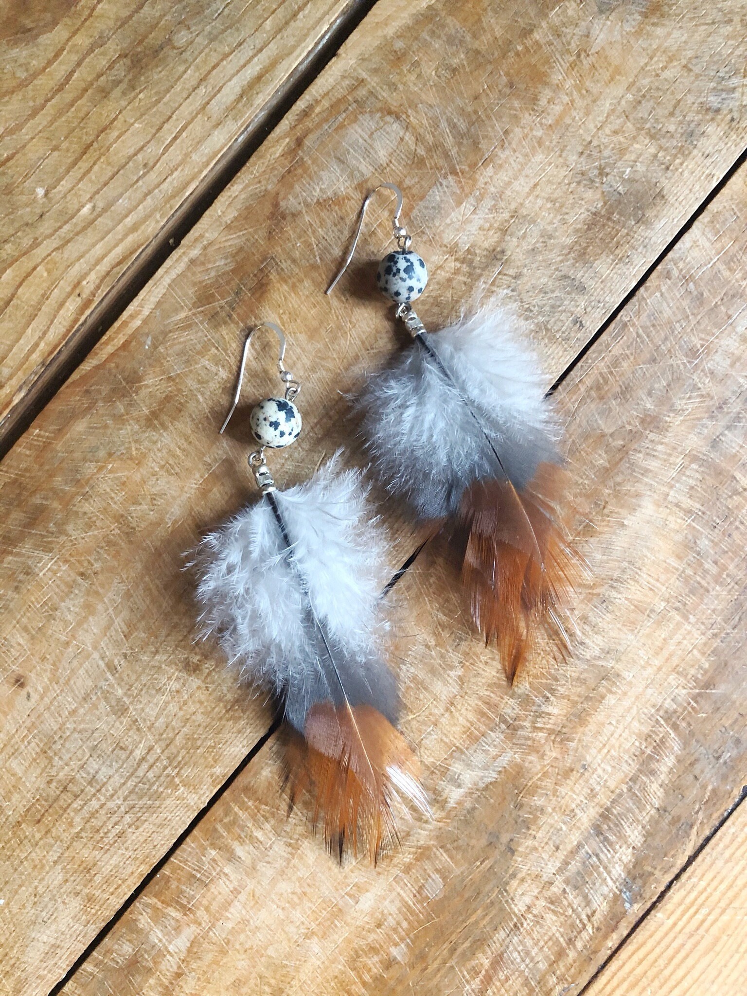 Sterling Silver Chicken Feather Earrings Etsy