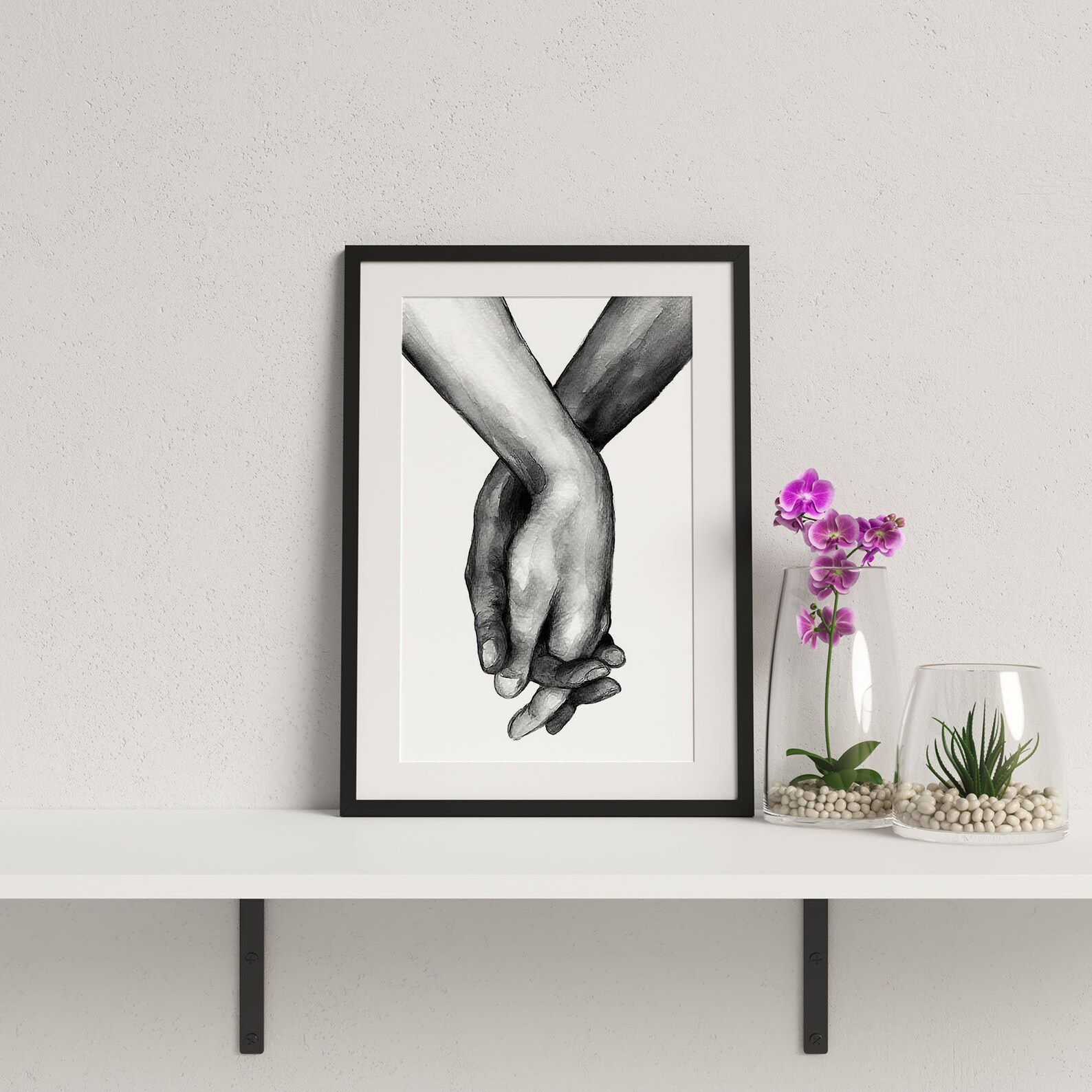Couple Holding Hands Print Love Print Black and White Art | Etsy