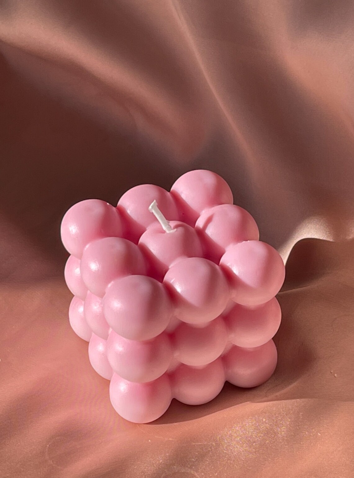 Pink Bubble Candle Handmade Soy Wax Organic Etsy