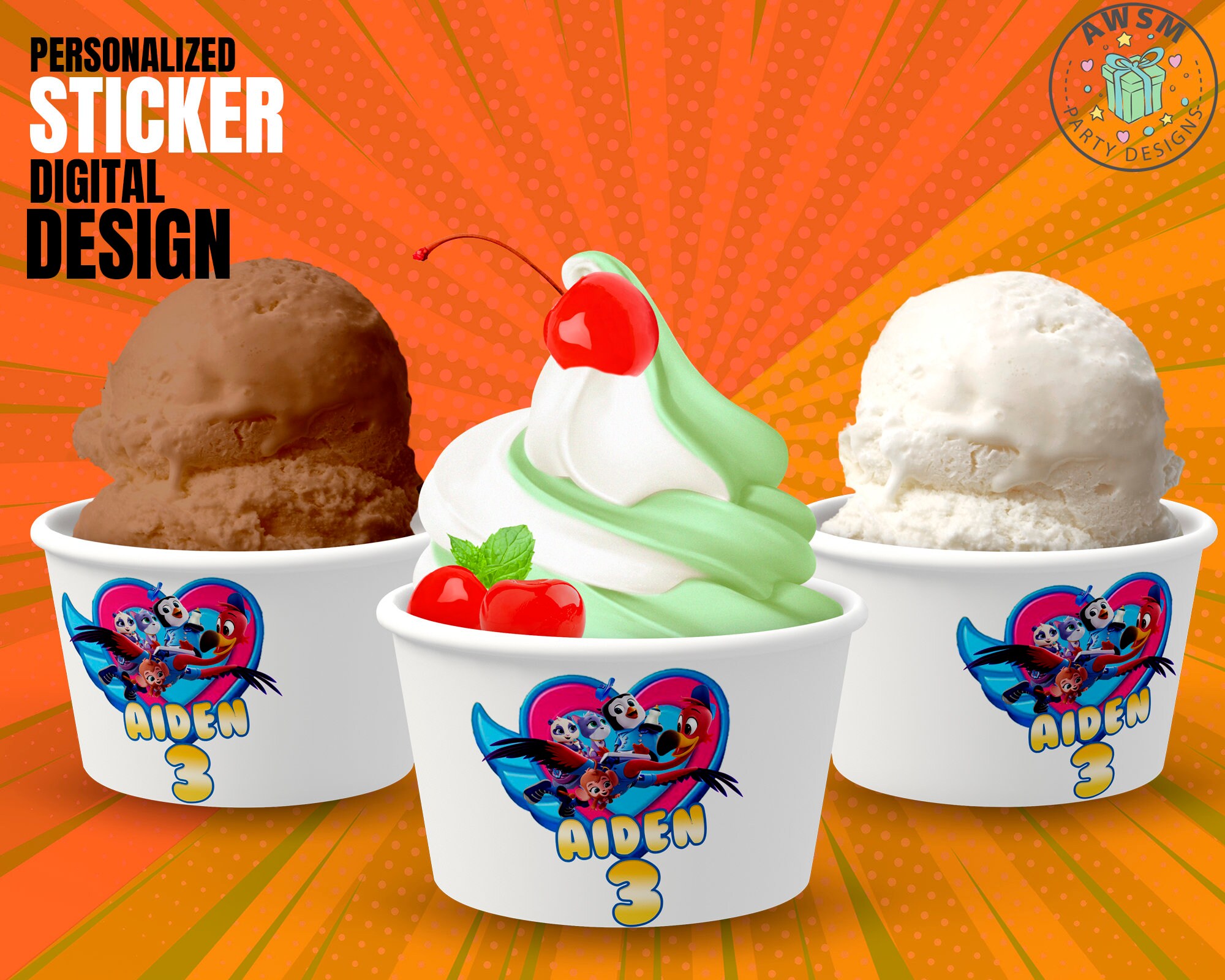 Tots Personalized Any Size Sticker Design Digital Party Etsy