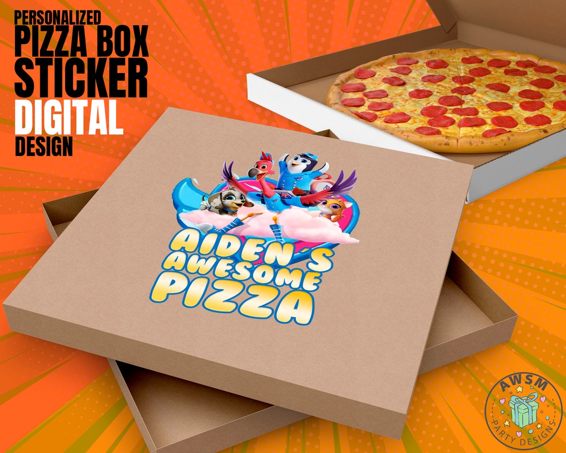 Tots Personalized Pizza Box Label Design Digital Party Etsy UK