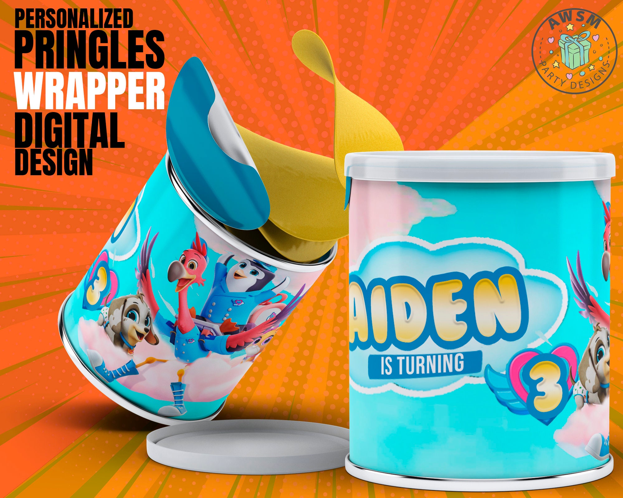 Tots personalized Pringles can wrapper design digital party | Etsy