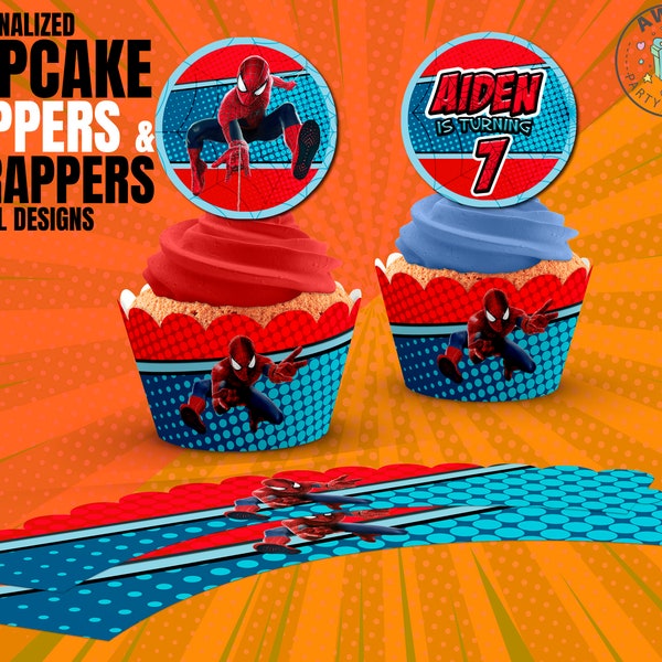Spiderman Cupcake Toppers Etsy