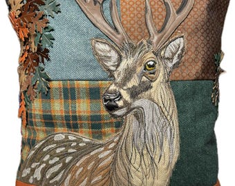 Stag Do Cushion - No. 74 - from Tash's Woodland Creatures Series