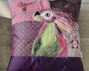 Hare Looking at Sunset Cushion - No. 82 - from Tash’s Woodland Creatures Tweed Silk & Leather Cushion Series
