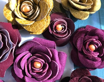 Leather Rose Brooch