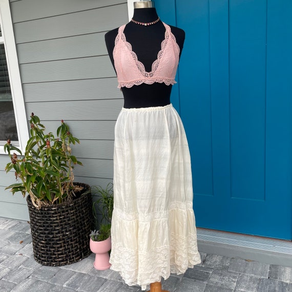 Cream Silk & Lace Petticoat - Handmade - Authentic