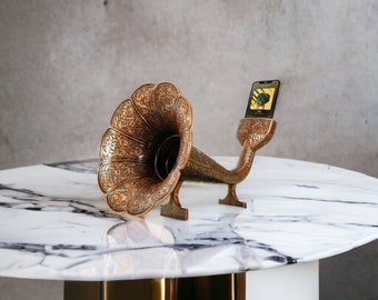 Gramophone iPhone Passive Speaker, Housewarming Gift, Home Decor Gift Acoustic Iphone Amplifier, Birthday Gift Grandpa Gift for Dad
