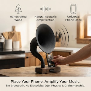 Acoustic iPhone Speaker, Gramophone iPhone Passive Speaker, Unique Home Decor, Holiday Gift for New Home image 13