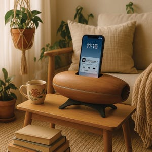 Hölzernes iPhone Lautsprecher-Dock - pasive Akustischer Verstärker, personalisiertes Dad Geschenk, Vatertagsgeschenk, handgemachtes Wohndekor, keine Batterie benötigt
