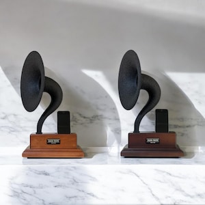 Acoustic iPhone Speaker – Unique Fathers Day Gift, Gramophone Passive Phone Amplifier, Wooden Phone Dock for Home Decor, Birthday Gift
