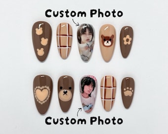 Kpop Cute Bear Nail Set (Custom Photos)