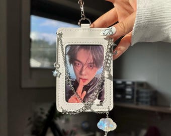 Kpop Photocard Holder with Aesthetic Cool Star Cloud Chain Keychain for Badge ID Card kpop bag charm
