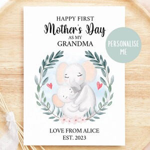 Biglietto personalizzato per la festa della mamma, Biglietto per la prima festa della mamma, Biglietto per la prima festa della mamma, Per la mamma da Bambini Biglietto personalizzato da Baby Elephant Safari