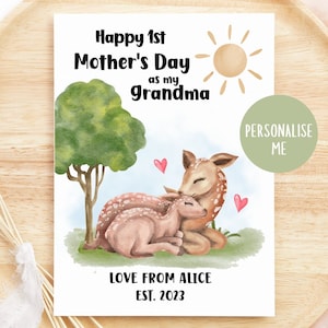 Biglietto personalizzato per la festa della mamma, Biglietto per la prima festa della mamma, Biglietto per la prima festa della mamma, Alla mamma dei bambini Biglietto personalizzato da Baby, Woodland
