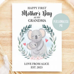 Biglietto personalizzato per la festa della mamma, Biglietto per la prima festa della mamma, Biglietto per la prima festa della mamma, Alla mamma dai bambini Biglietto personalizzato dal bambino, Koala Safari