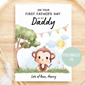 Feliz primer día del padre como tarjeta de mi papá, nuevo papá, abuelo, regalo de abuelo, regalo personalizado de hijo, hija, nieto, nieta