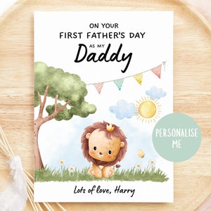 Feliz primer día del padre como tarjeta de mi papá, nuevo papá, abuelo, regalo de abuelo, regalo personalizado de hijo, hija, nieto, nieta
