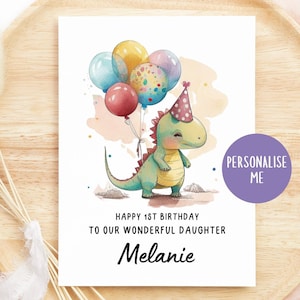 Tarjeta de cumpleaños de dinosaurio de cualquier edad personalizada, tarjeta de cumpleaños de dinosaurio personalizada para niños, hermano, hijo, nieto, sobrino, hija, sobrina