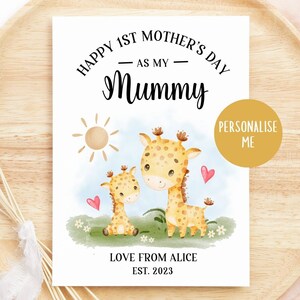 Personalisierte Muttertagskarte, Mama 1. Muttertagskarte, Erster Muttertag, Für Mama von Kindern Personalisierte Karte von Baby, Safari Giraffe