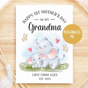 Biglietto personalizzato per la festa della mamma, Biglietto per la prima festa della mamma, Biglietto per la prima festa della mamma, Per la mamma da Bambini Biglietto personalizzato da Baby Elephant Safari
