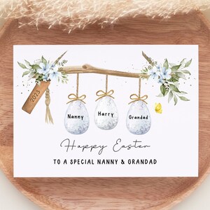 Niedliche und bunte Osterkarte für Großeltern, personalisierte Osterfamilienkarte, Osterkarten, Ostergrußkarte, Karte für Eltern